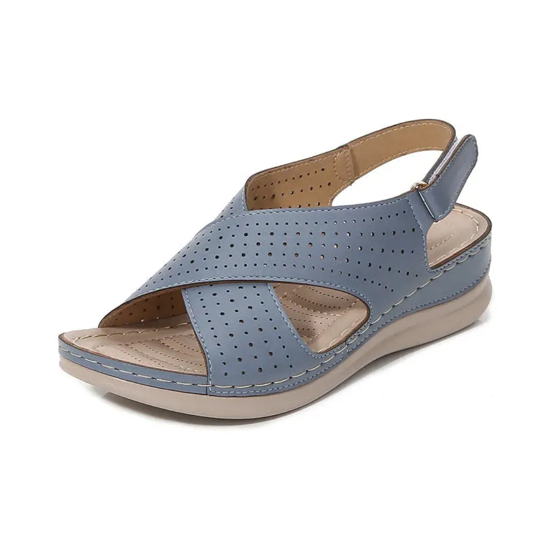 Kristen Cross Strap Faux Leather Sandal wellness Sandal Insole