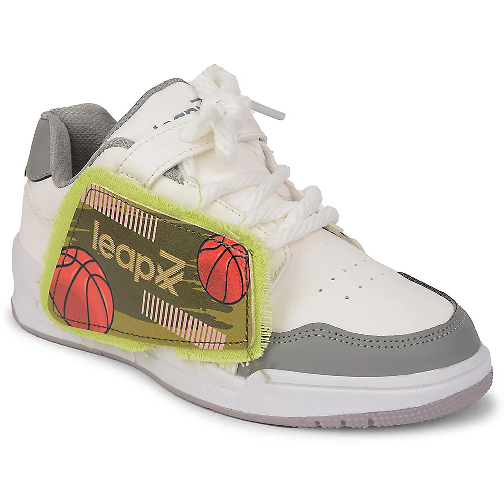 Leap7x Grey Casual Lacing Sneakers For Kids ENVY-2 By Liberty arch supports Elastic Lacing