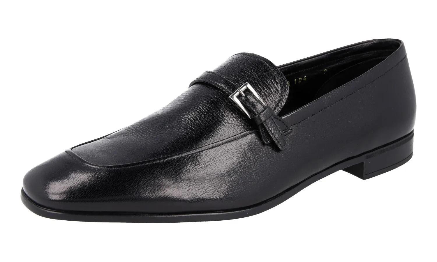 Prada Men's Black Leather Loafers 2DB104 Smart Casual