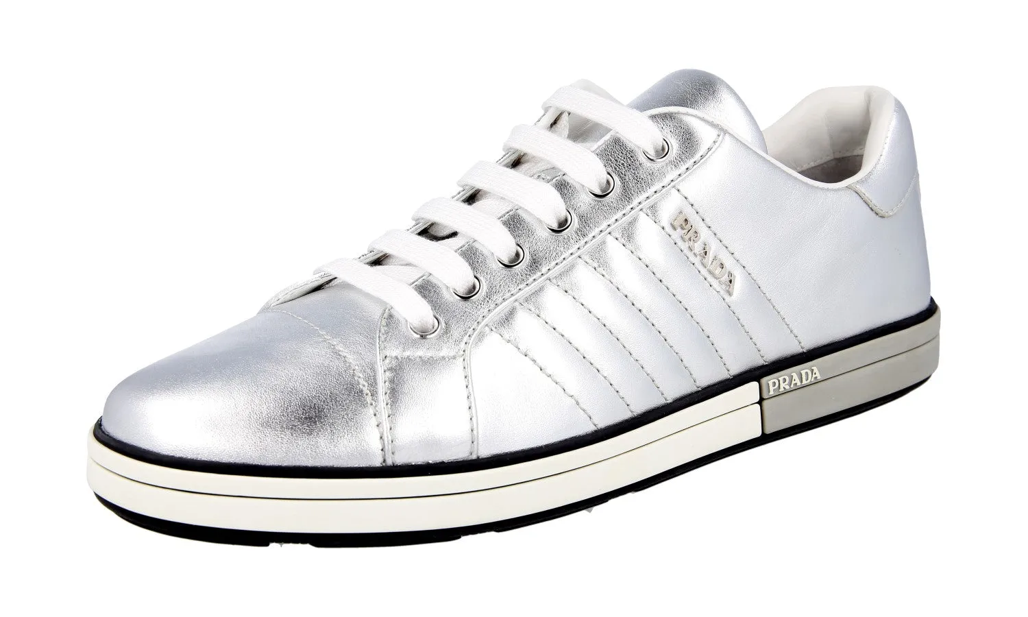 Prada Women's Silver Leather Diagramme Sneaker 1E886L Cooling system
