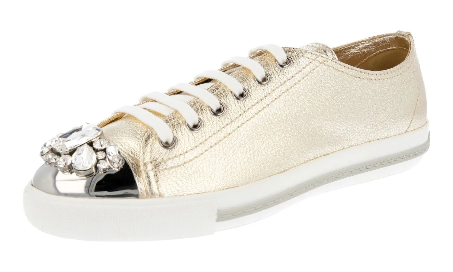 Active Fit Miu Miu Women's Gold Leather Sneaker 5E8557