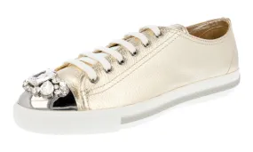 Active Fit Miu Miu Women's Gold Leather Sneaker 5E8557