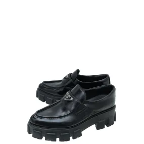 Desert Path Gel Soft Prada Black Brushed Monolith Pointy Loafers 38.5
