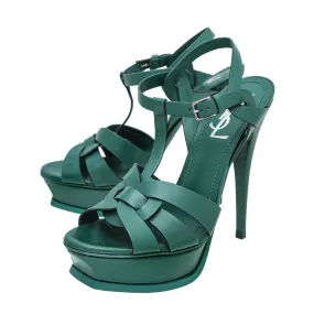 Soft Sole High Heels YSL Green Tribute High Heel Sandals 37.5