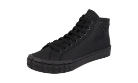 Prada Men's Black Cassetta Wheel High-Top Sneaker 2TG170 Feet Relief Compact Fit