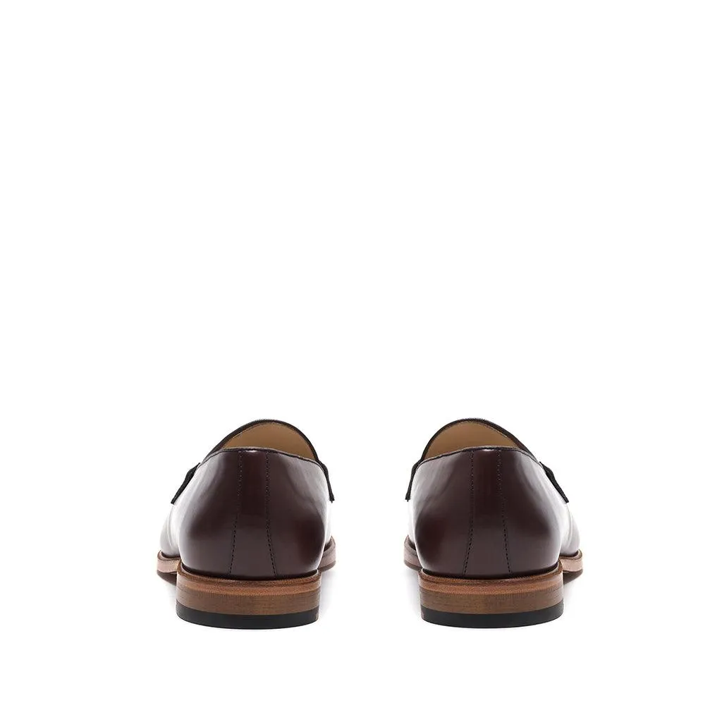Modern Look Even Path Dark Brown Calf Web Stripe Loafer