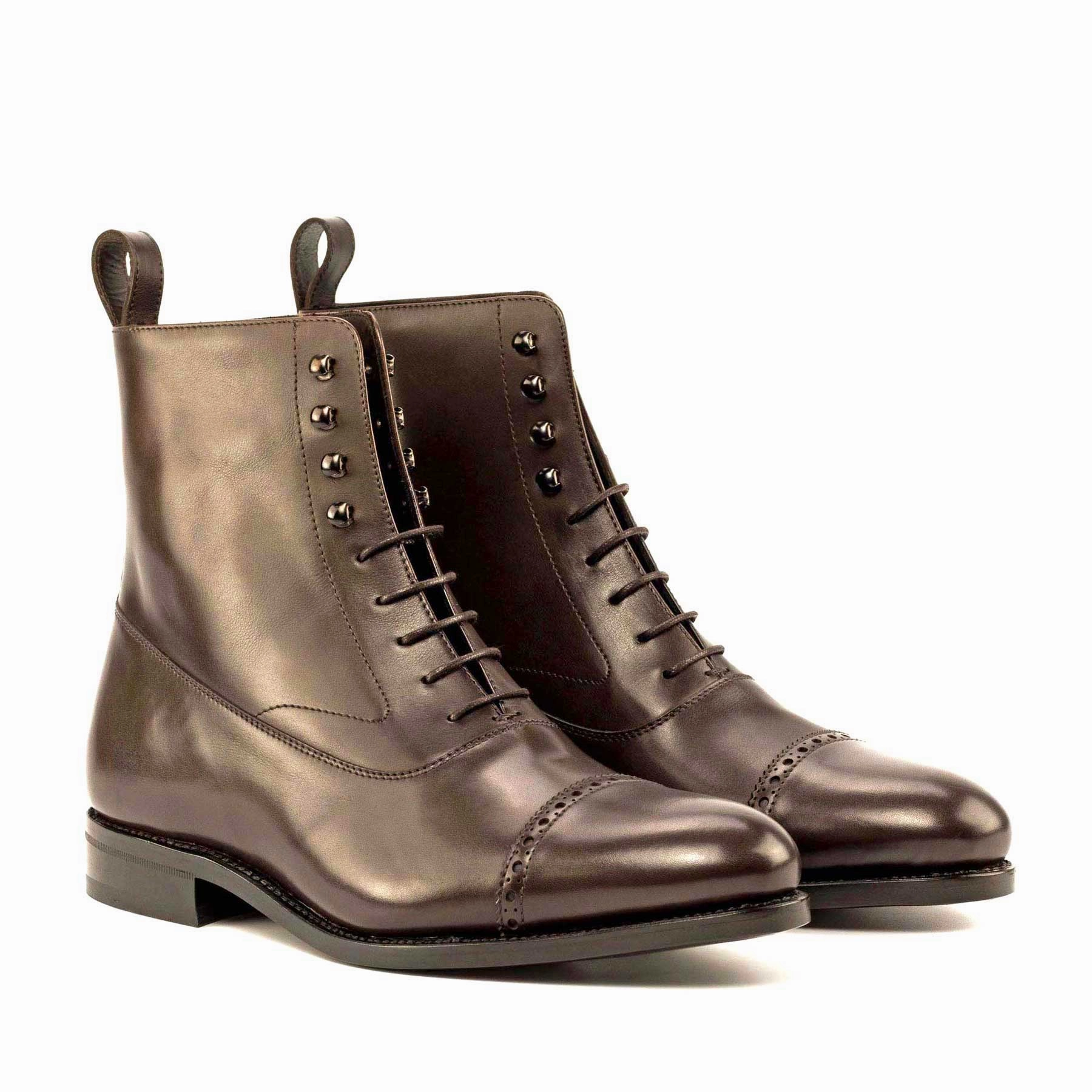Dark Brown Calf Leather Balmoral Boot Tactical Gear High Shaft