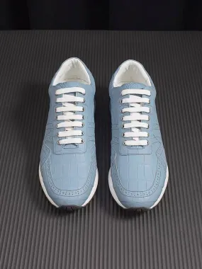 Crocodile Shoes Crocodile Leather Sneaker Shoes Light Blue Rain Drop
