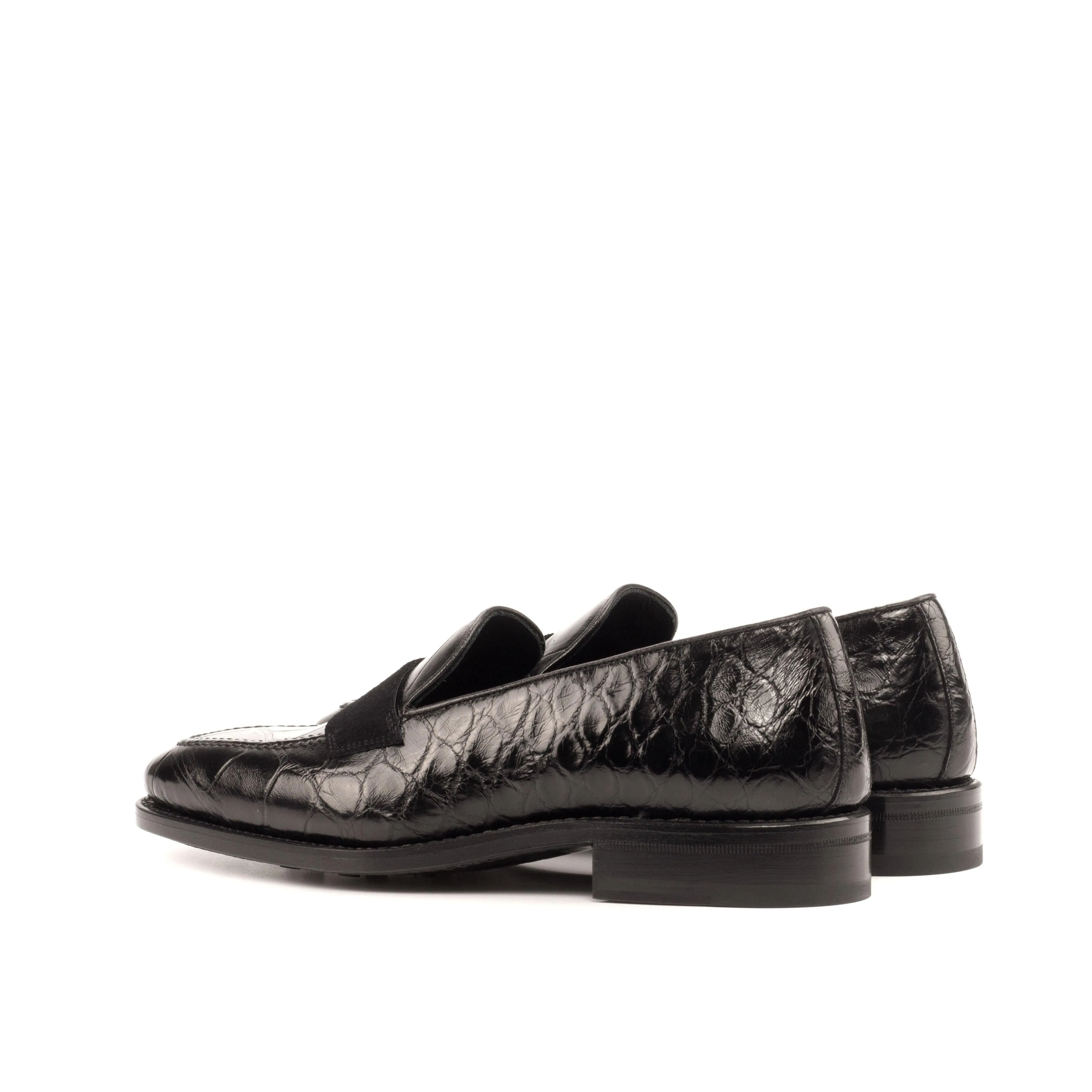 Simple Form Patent Shine Black Alligator Penny Loafer
