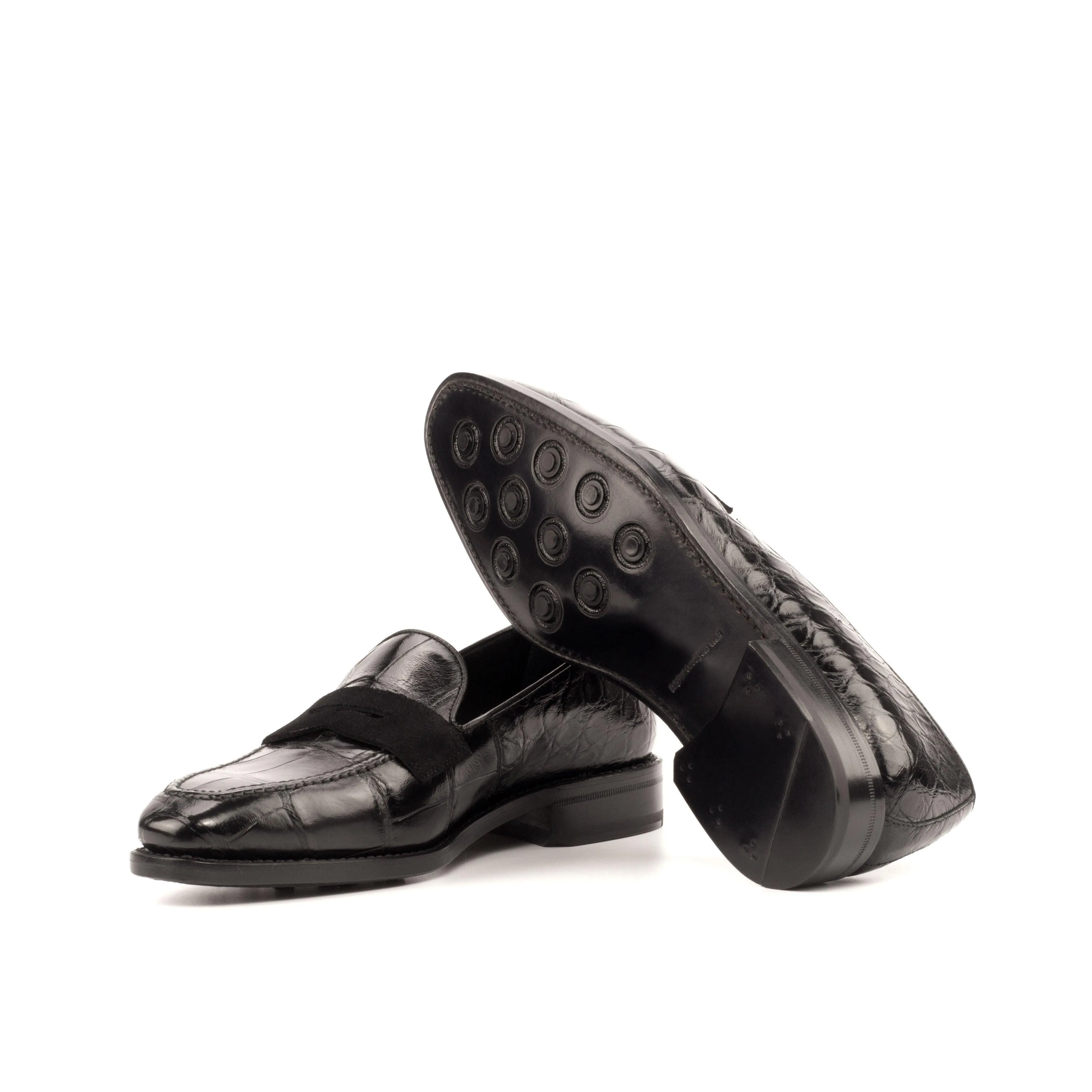 Black Alligator Penny Loafer Base Fit Real Craft
