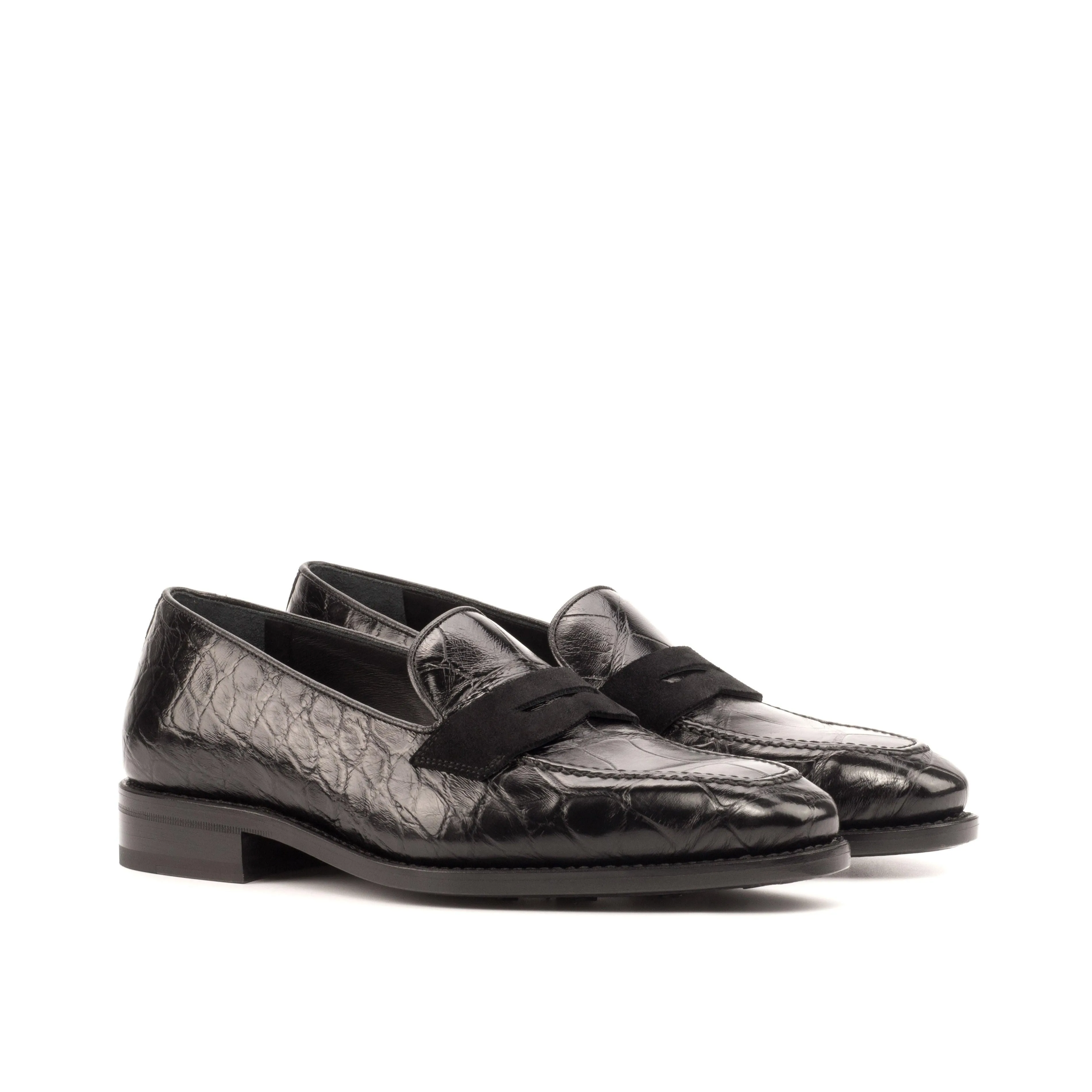 Soft Sock Black Alligator Penny Loafer