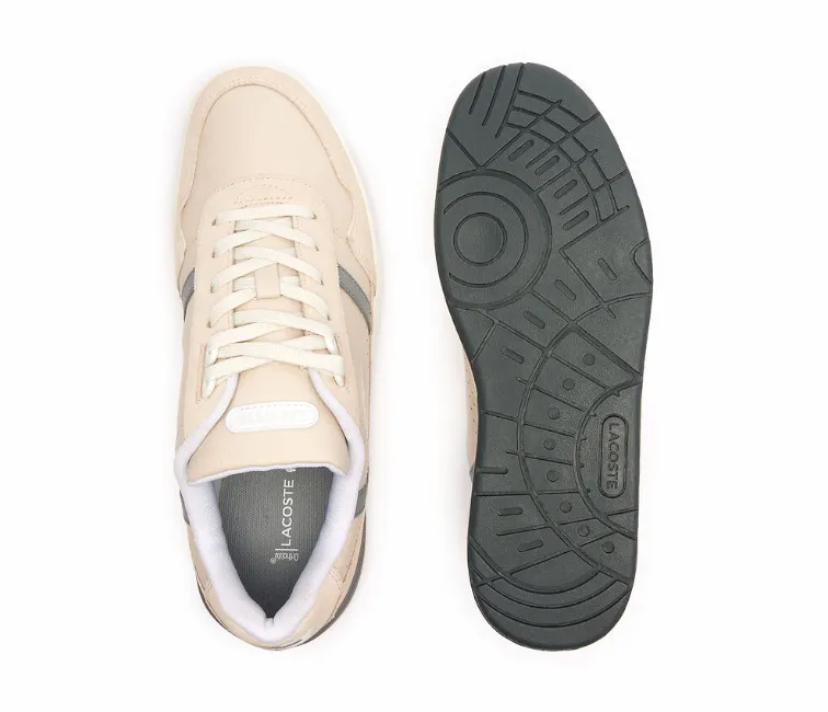 light - weight sole shoes left - foot Men's Lacoste T-Clip 124 2 SMA (Off White/Grey)