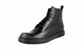 Prada Men's Black Brushed Spazzolato Leather Half-Boot 2TE129 Trendy Choice