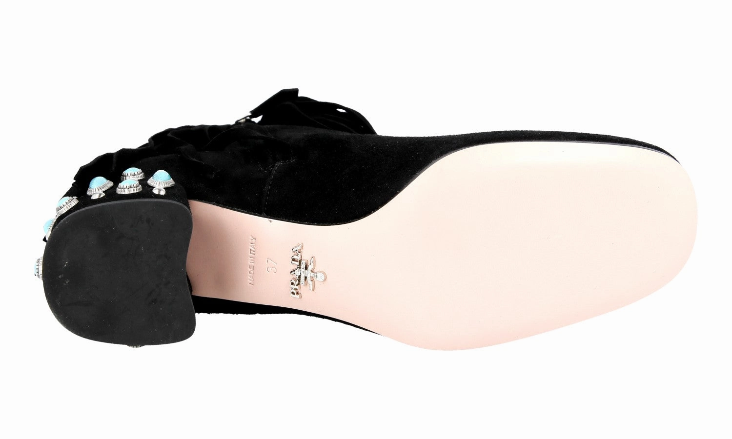 Prada Women's Black Leather Half-Boot 1T464I Chic Finish