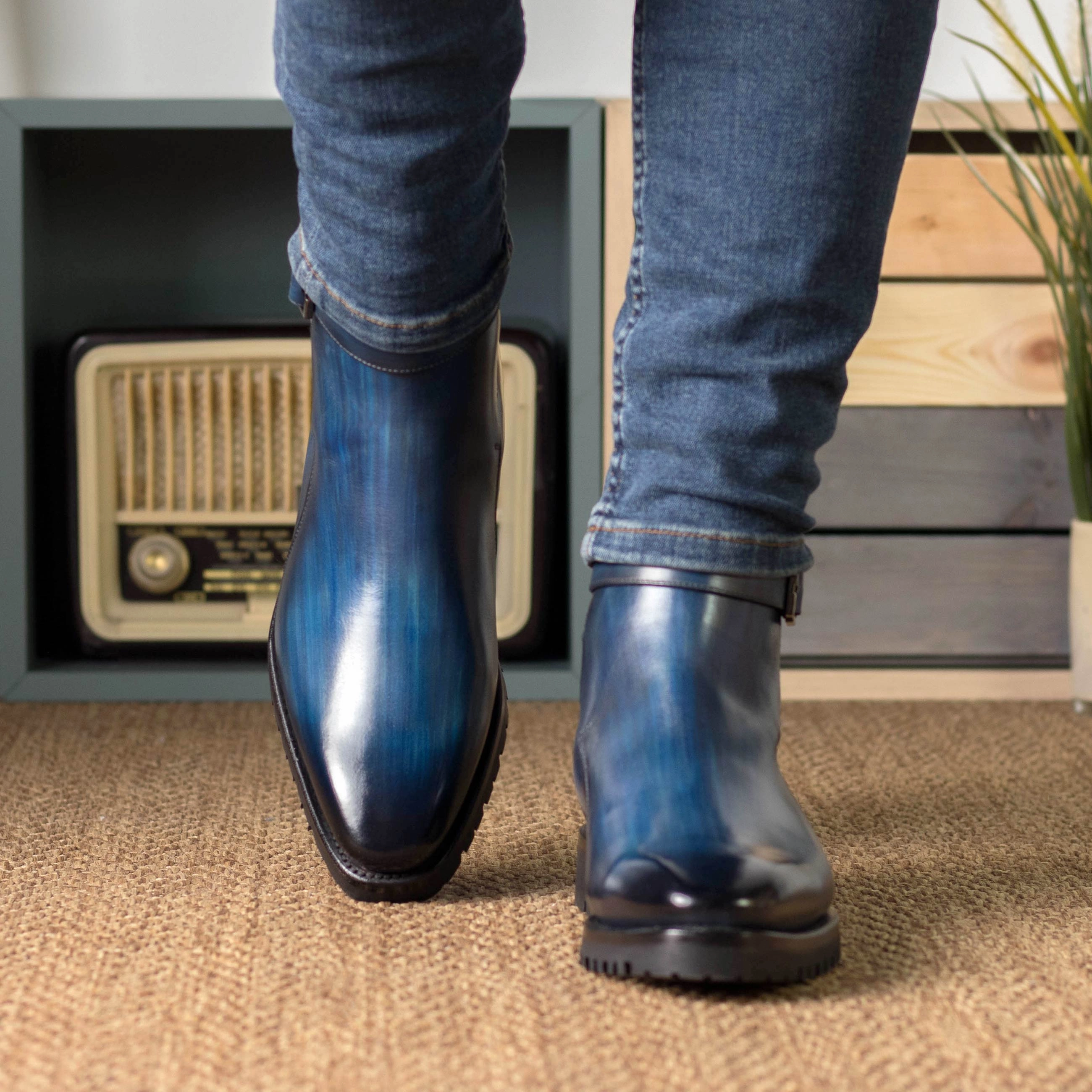 Breathable Windy Weather Effortless Style Denim Blue Patina Jodhpur Boots