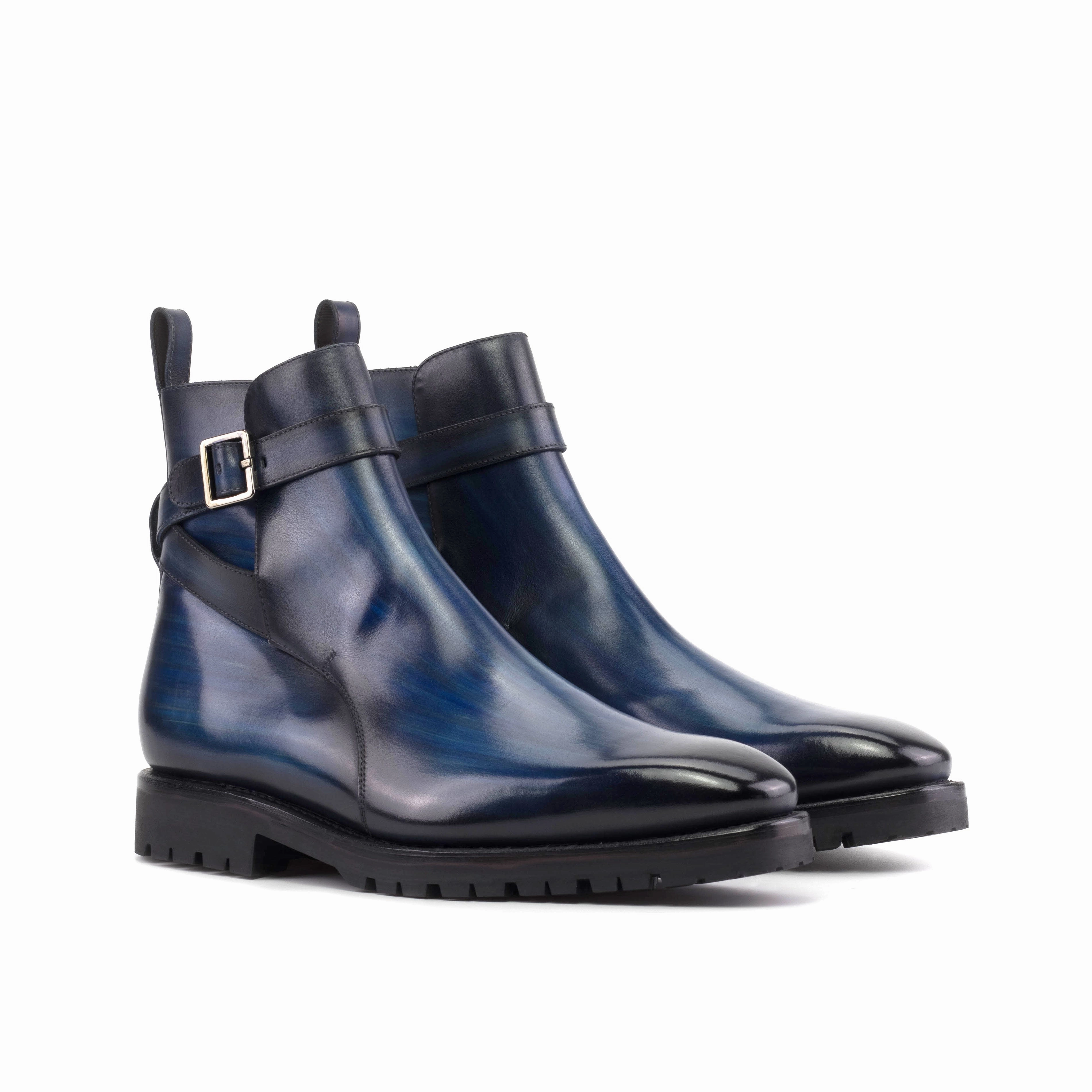 Transitional Look Sleek Style Denim Blue Patina Jodhpur Boots