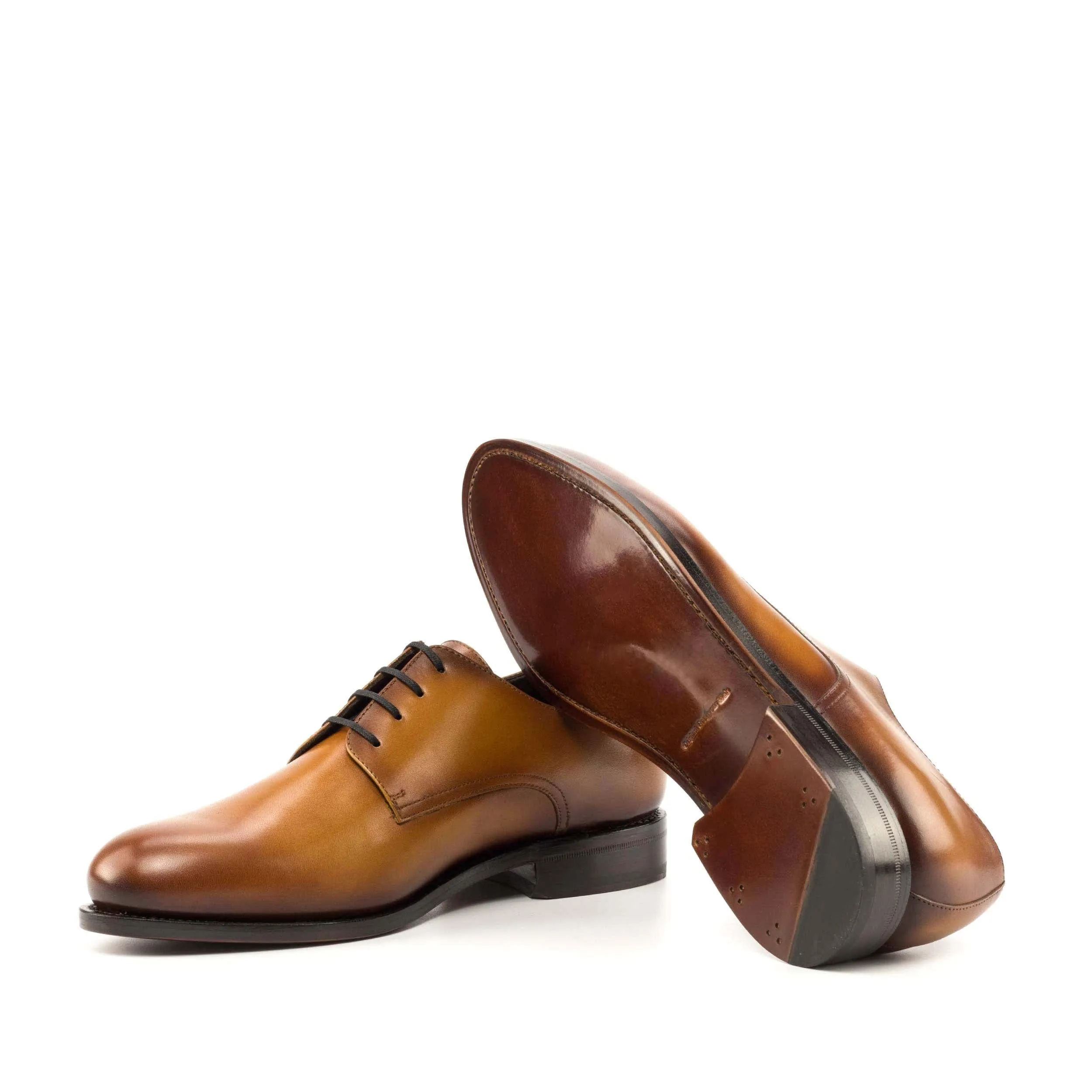 Derby cognac box calf Elastic Fit Easy Slip