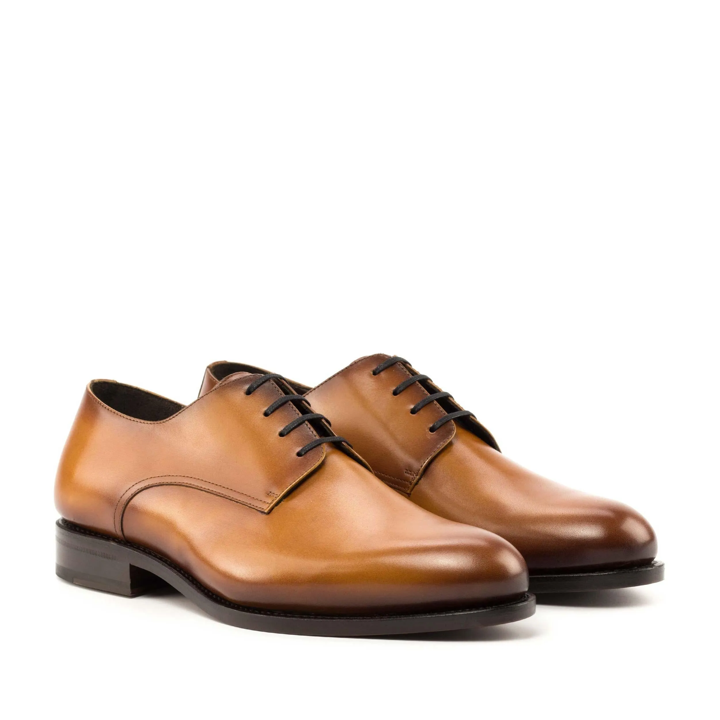 Derby cognac box calf Metro Walk Elastic Material