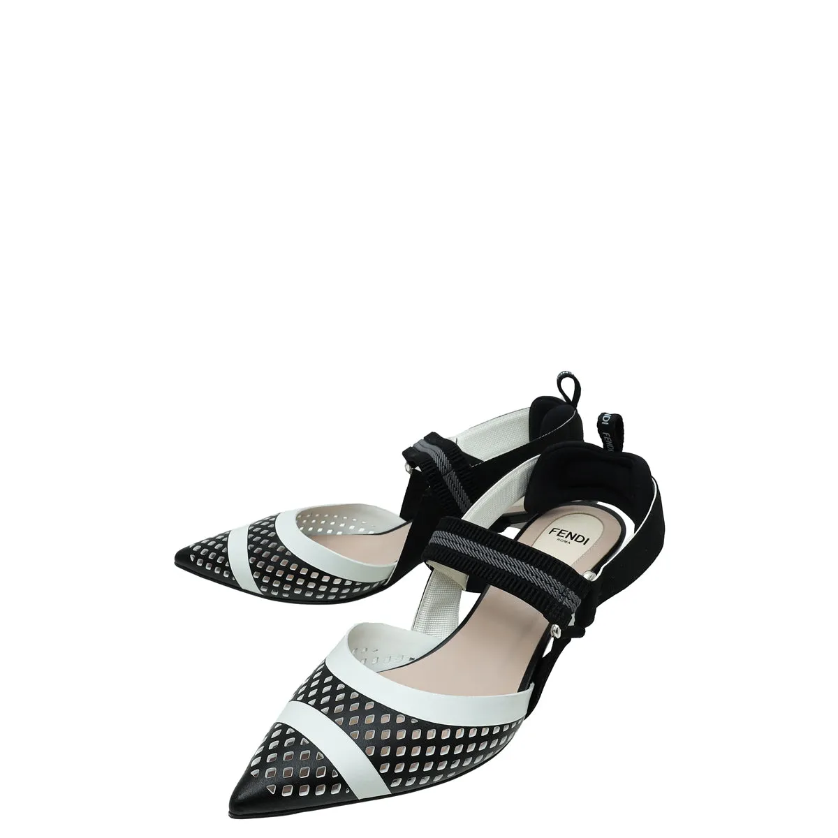 Fendi Bicolor Colibri Slingback 37.5 Modern Stable base
