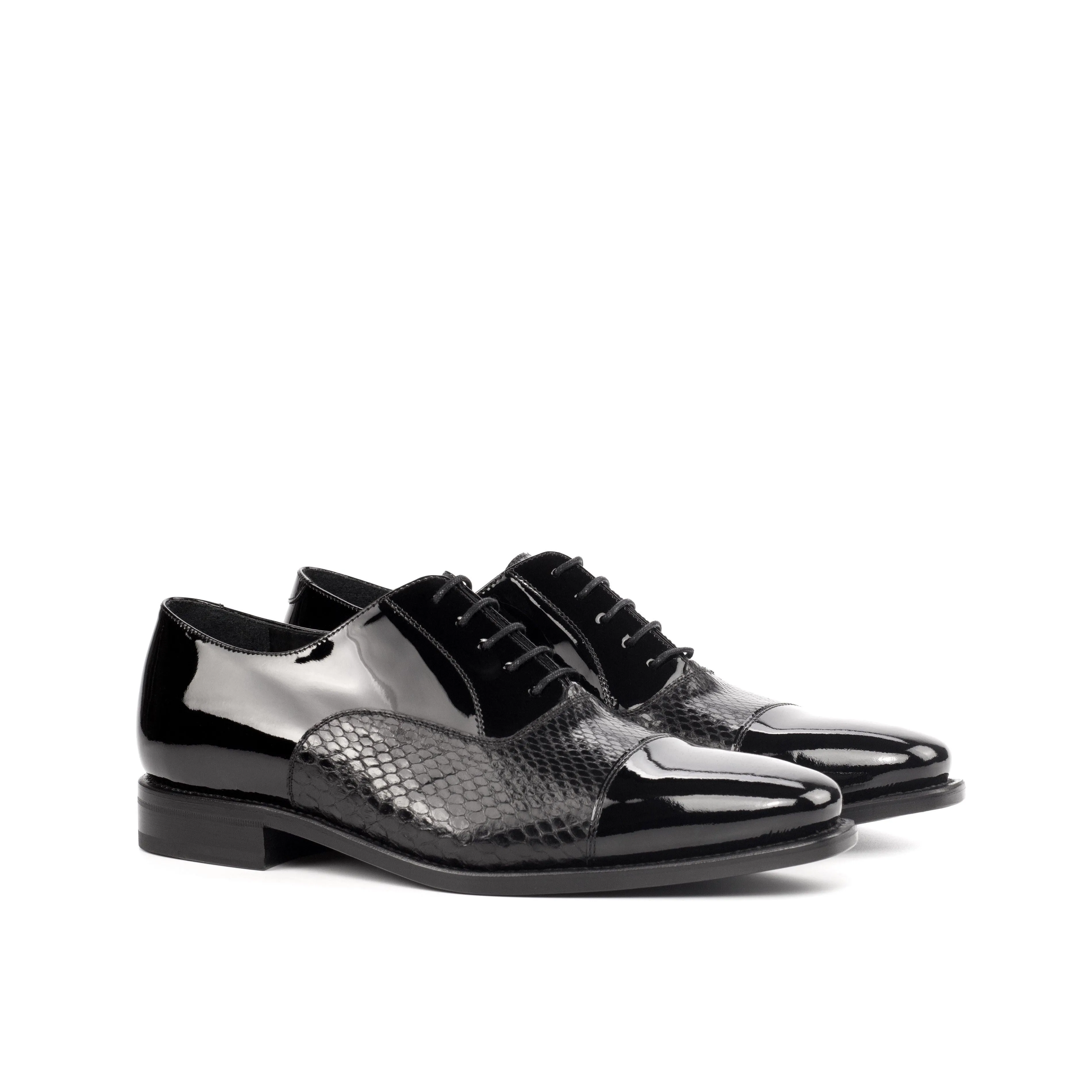 Black Patent & Python Oxford Shoes Refined Shape