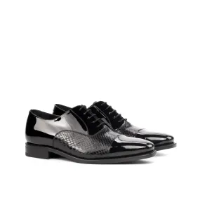 Black Patent & Python Oxford Shoes Evening Oxfords Shine Finish Oxfords