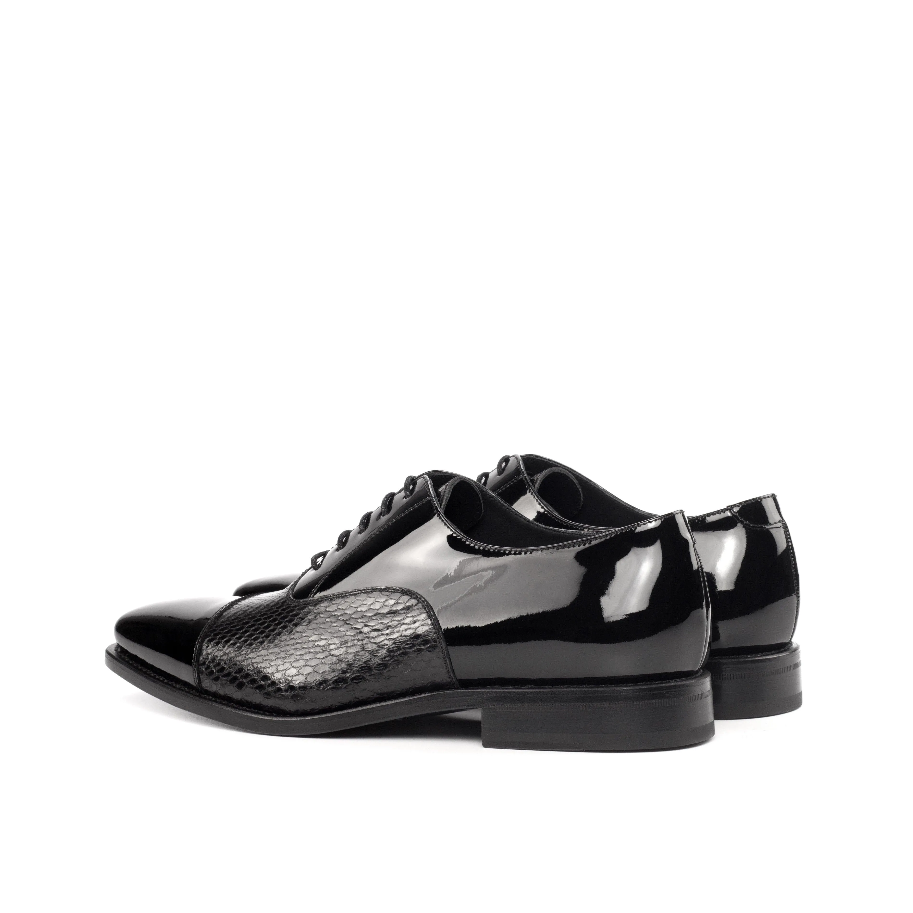Black Patent & Python Oxford Shoes Luxury Look Polished Lines