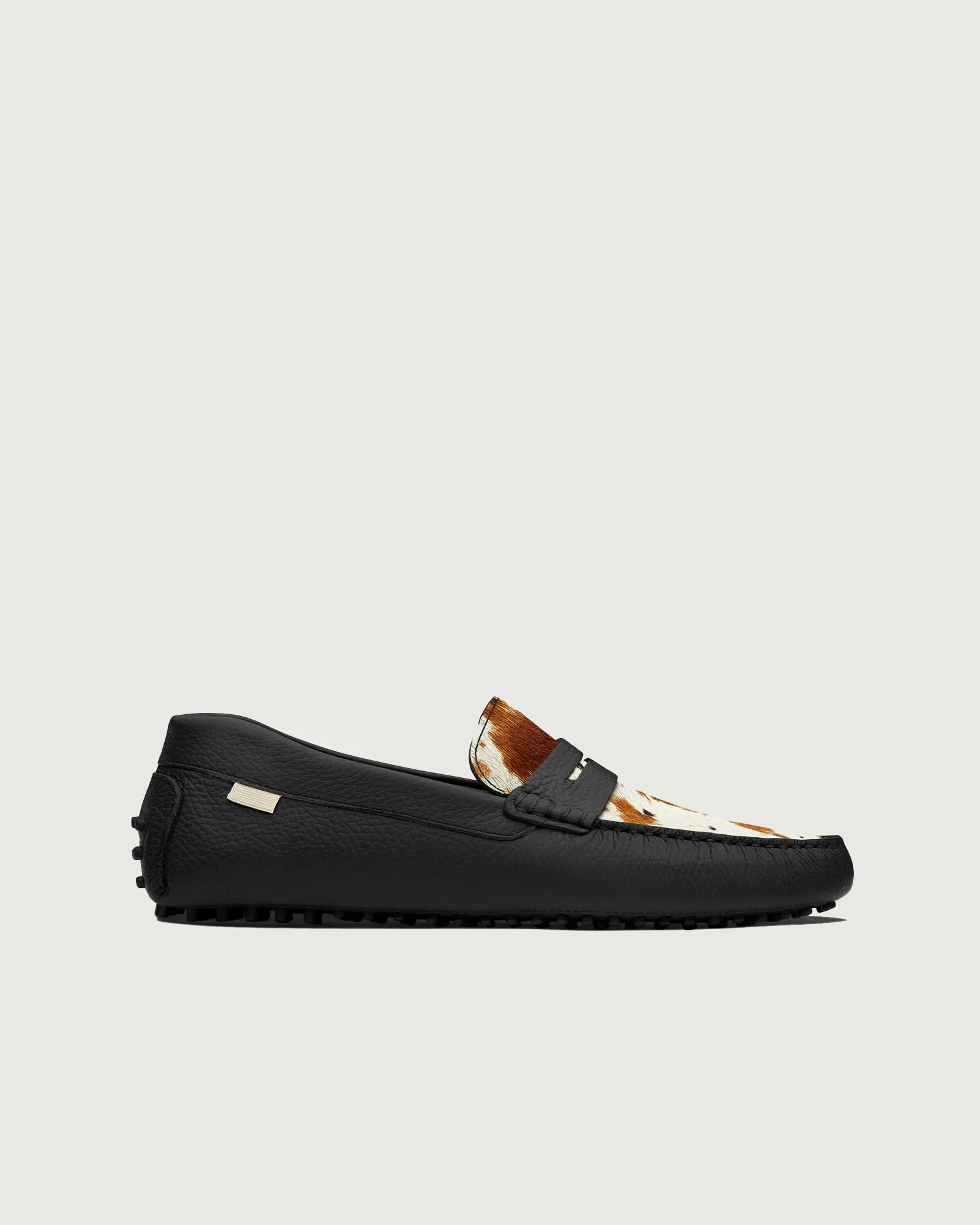Driver | Black Dapple Stylish Leather Slip-ons Spring Style