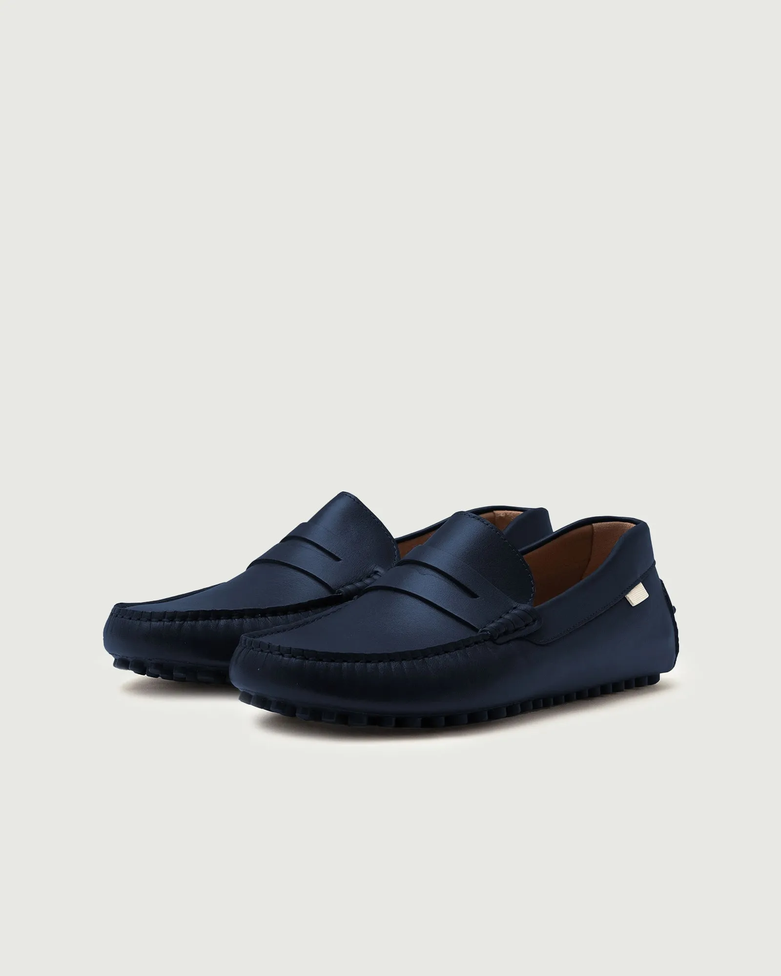 Comfortable Casual Fit Easy Slip-On Design Driver | Navy Leather
