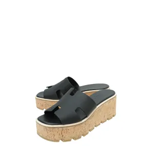 Top quality Hermes Noir Eze 30 Cork Sandal 38 Stable construction Ocean Walk