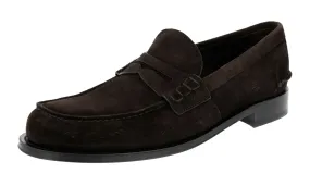Prada Men's Brown Leather Penny Loafers 2DB191 Relaxed Walk