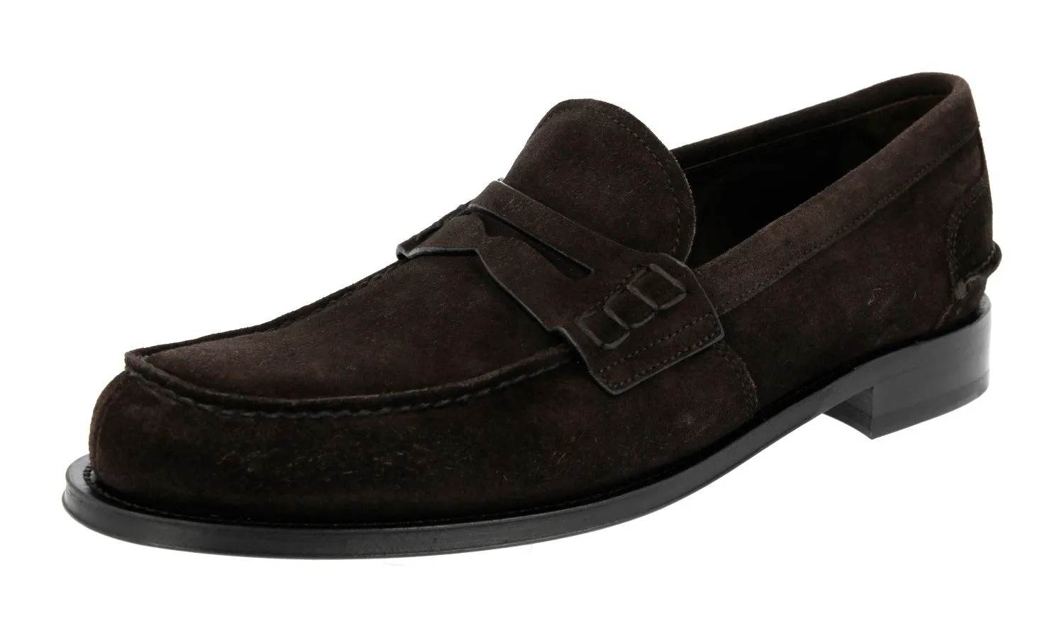 Prada Men's Brown Leather Penny Loafers 2DB191 Relaxed Walk