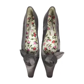 Canvas Shine Silver PRADA Silver Satin Pointed Toe Flats w/ Floral Lining Size 36