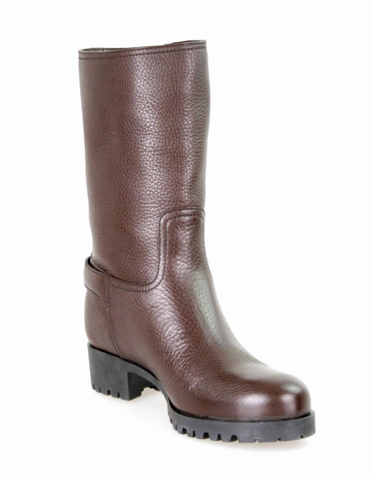 Prada Women's Brown Leather Half-Boot 3U5785 Comfy All-Purpose