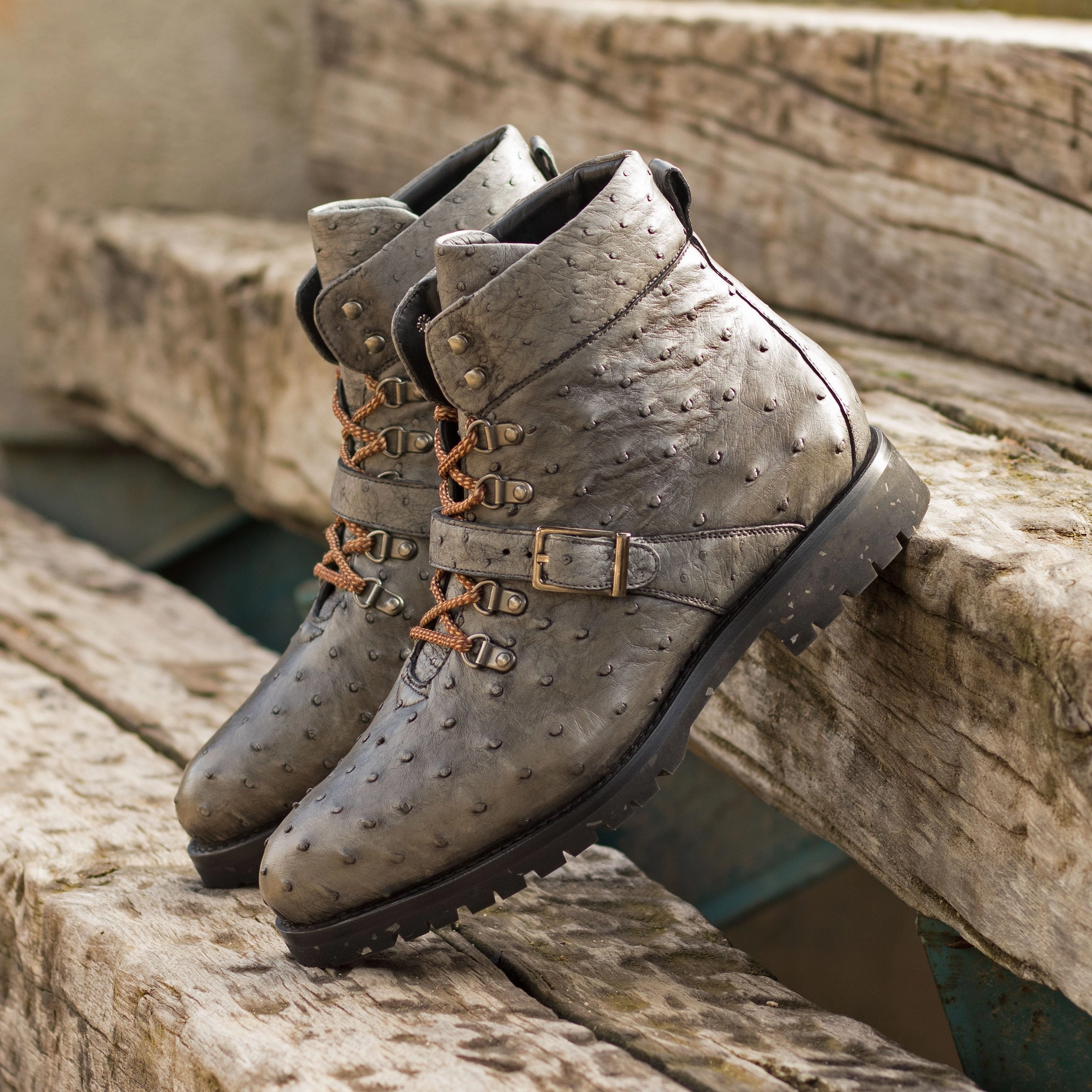 Grey Ostrich Hiking Boots Breathable Airport Look