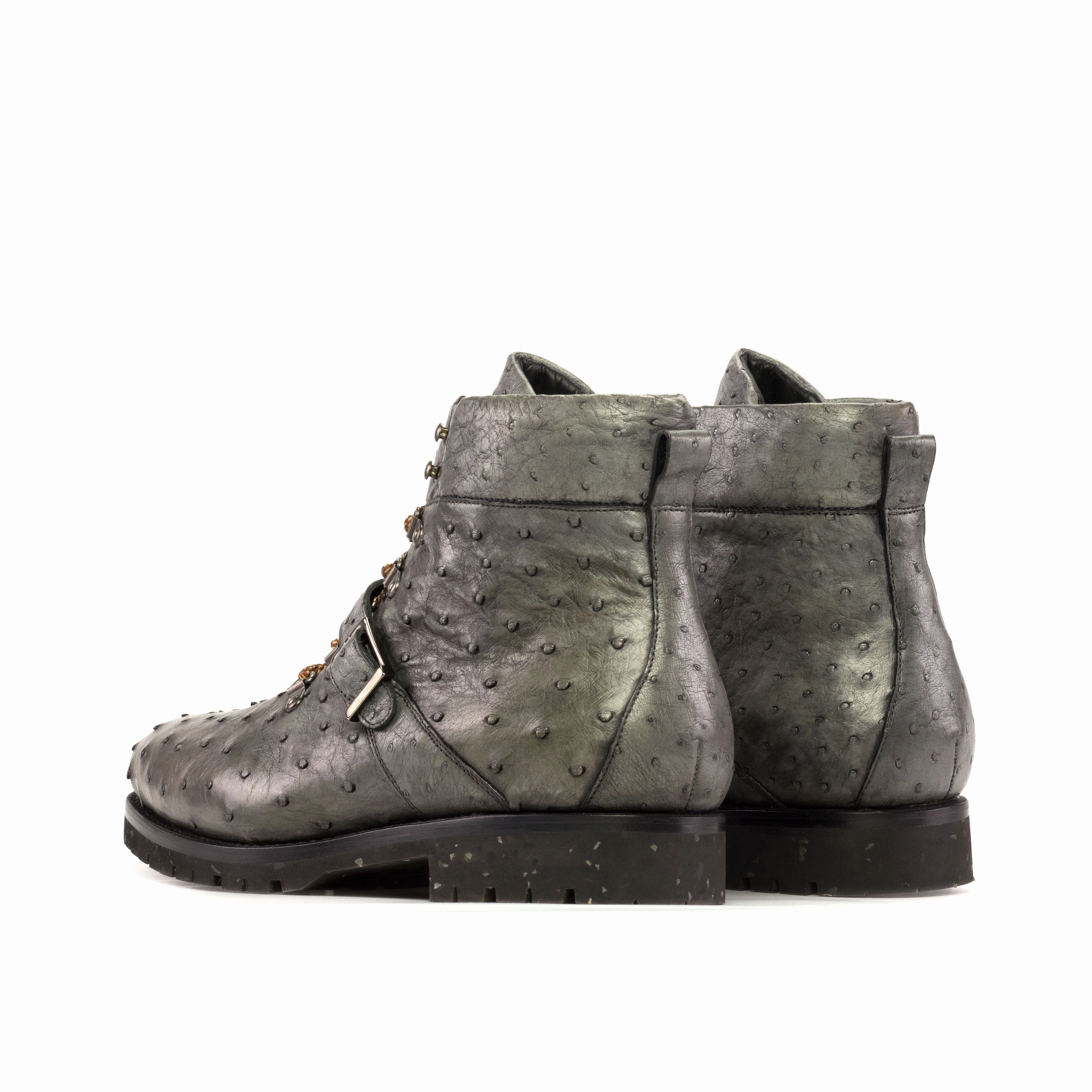 PU Grey Ostrich Hiking Boots