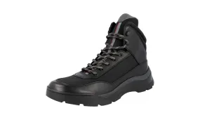 Quick Response Rigidity to Flex Ratio Prada Men's Black Leather High-Top Sneaker 4T3374