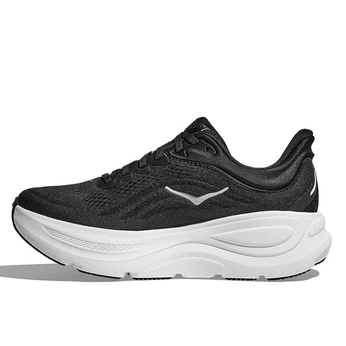 Mens Hoka Bondi 9 Wide in Black/White Friction Free Laces Flexible Groove Design