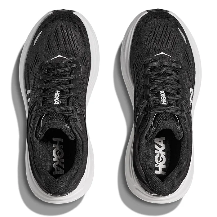 Motion Ready Comfortable fit Mens Hoka Bondi 9 Wide in Black/White
