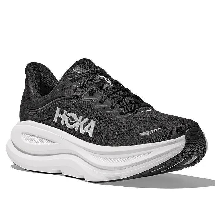 Speed Form Pressure Distribution Nodes Mens Hoka Bondi 9 Wide in Black/White