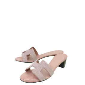 Top quality Hermes Rose Suede Crystal Oasis Sandal 37 Strong Grip Silent Walk