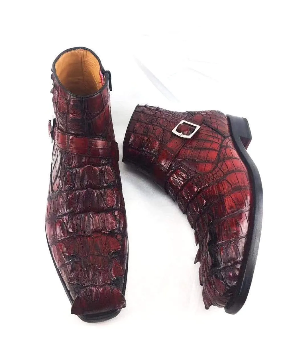 Fashion Walk Urban Explorer Shoes Crocodile Shoes Vintage Crocodile Bone Leather Short Booties Ankle Boots Winter Men's Martin Boots Shoes