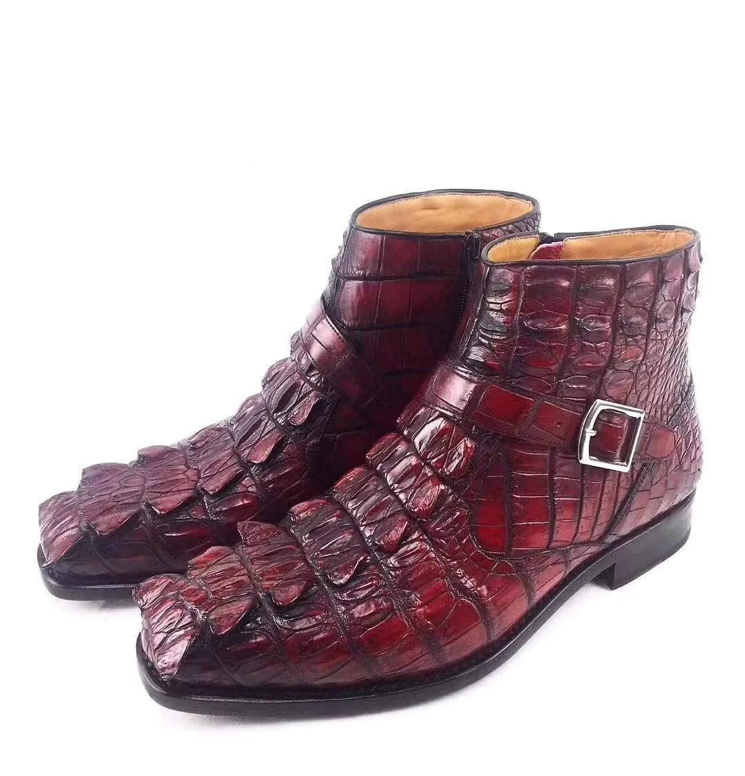 Trend Spot Crocodile Shoes Vintage Crocodile Bone Leather Short Booties Ankle Boots Winter Men's Martin Boots Shoes