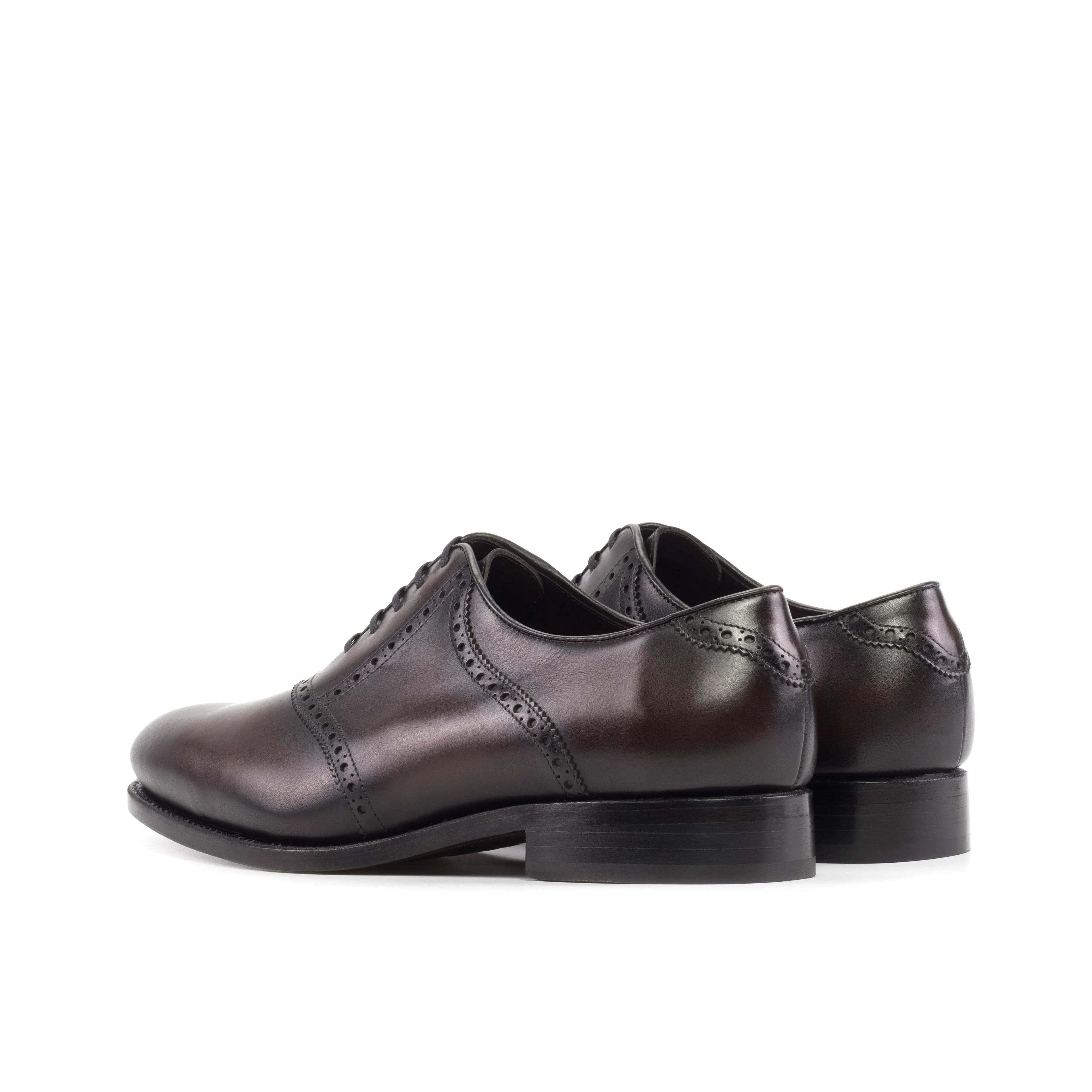Team Project Dark Brown Box Calf Leather Saddle Shoes