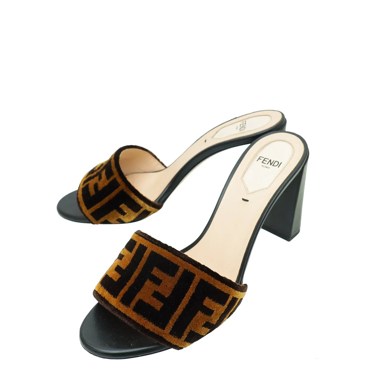 Dream Path Fendi Bicolor FF Velvet Slide Mules 37