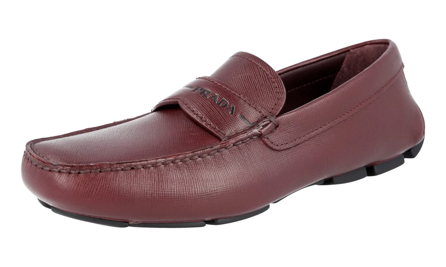 Prada Men's Red Saffiano Leather Driving Loafer Loafers 2DD154 Light Move Stylish Casuals
