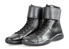Prada Men's Black Leather High-Top Sneaker 4U2763 Multi Density Sole
