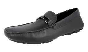 wide feet Foot Steady Prada Men's Black Saffiano Leather Driving Loafers 2DD153
