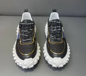 Romance Walk Lace Accent Crocodile Shoes Ostrich Leather Rubber Platform Sneakers