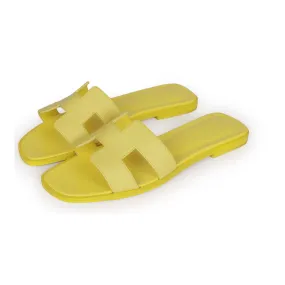 Top quality Hermes Oran Sandals Lime Epsom 38 Urban Walk