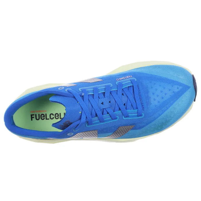Mens New Balance FuelCell Rebelv4 in Spice Blue/Limelight/Blue Oasis Athletic Sneakers